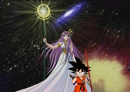 Goku e Saori o encontro das lendas